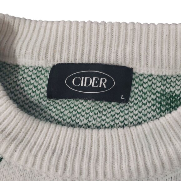 Cider Orange Knit Tufted Pullover Sweater Women’s White Orange and Green | Large - Picture 5 of 6